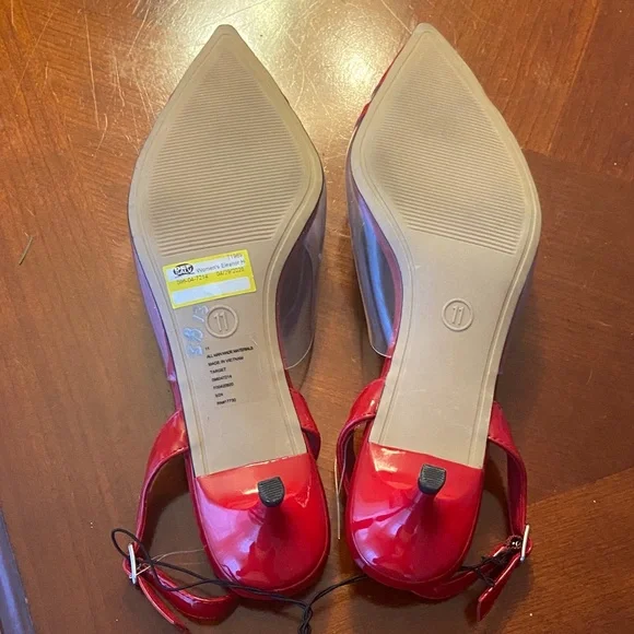 A New Day Women’s Eleanor Red and Cream Heart kitten Heels 2” - Picture 4 of 9